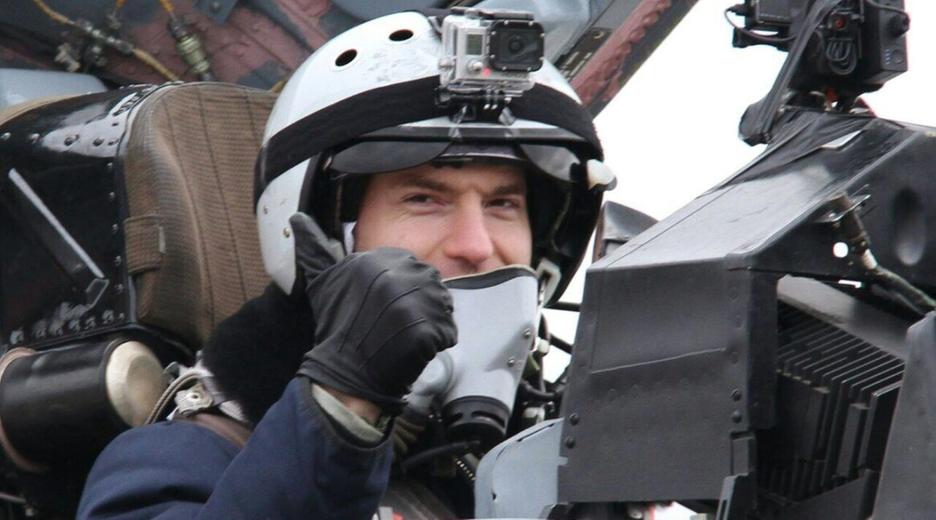 Marsalek in a russian jet fighter cockpit (MIG)